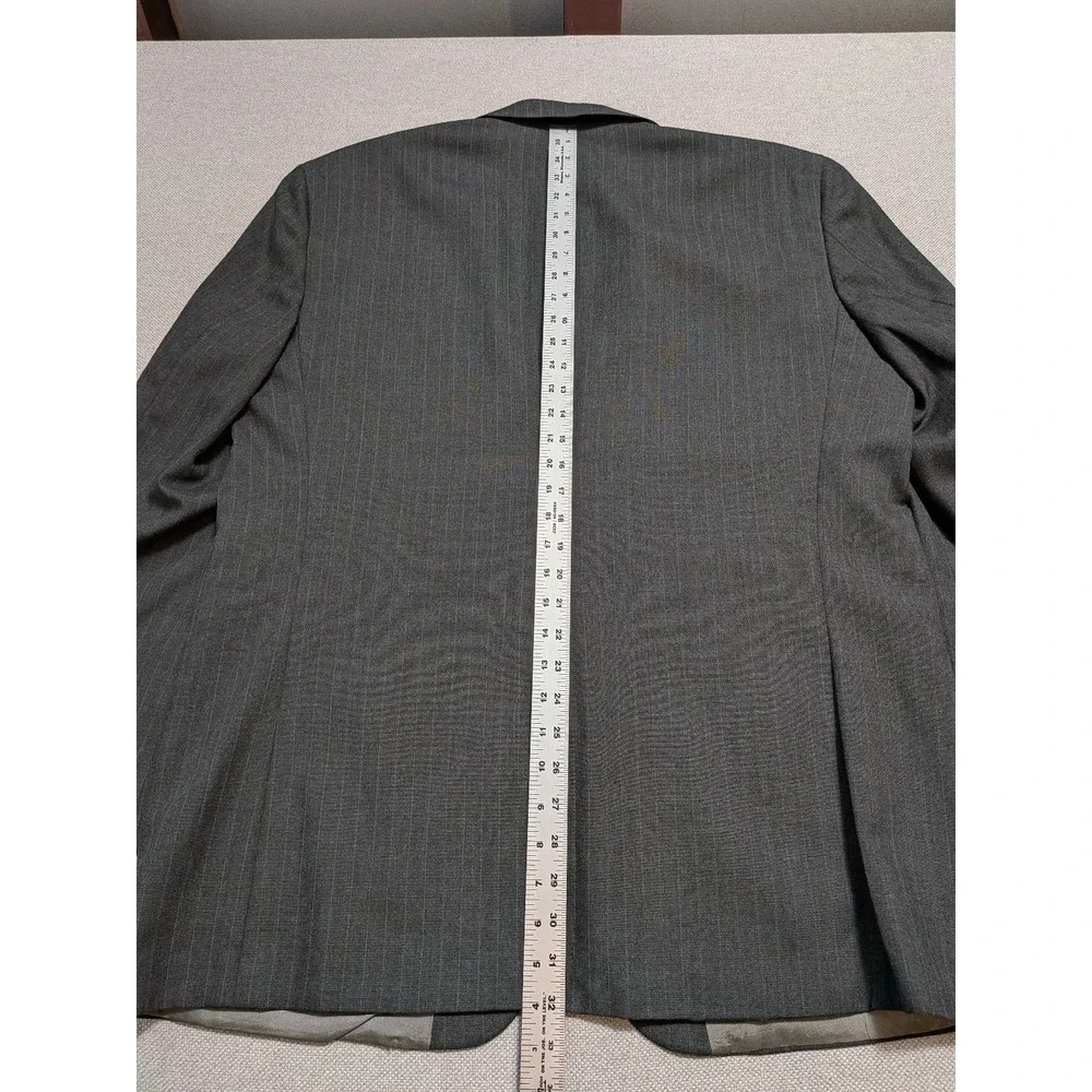 C&R Clothiers Men's 46L 2 Piece Suit Gray Pinstripe Wool Union USA Made Vintage